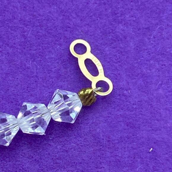 💛 Vintage 14k Gold & Green/White Austrian Crystal Stacking Bracelet - Picture 3 of 4